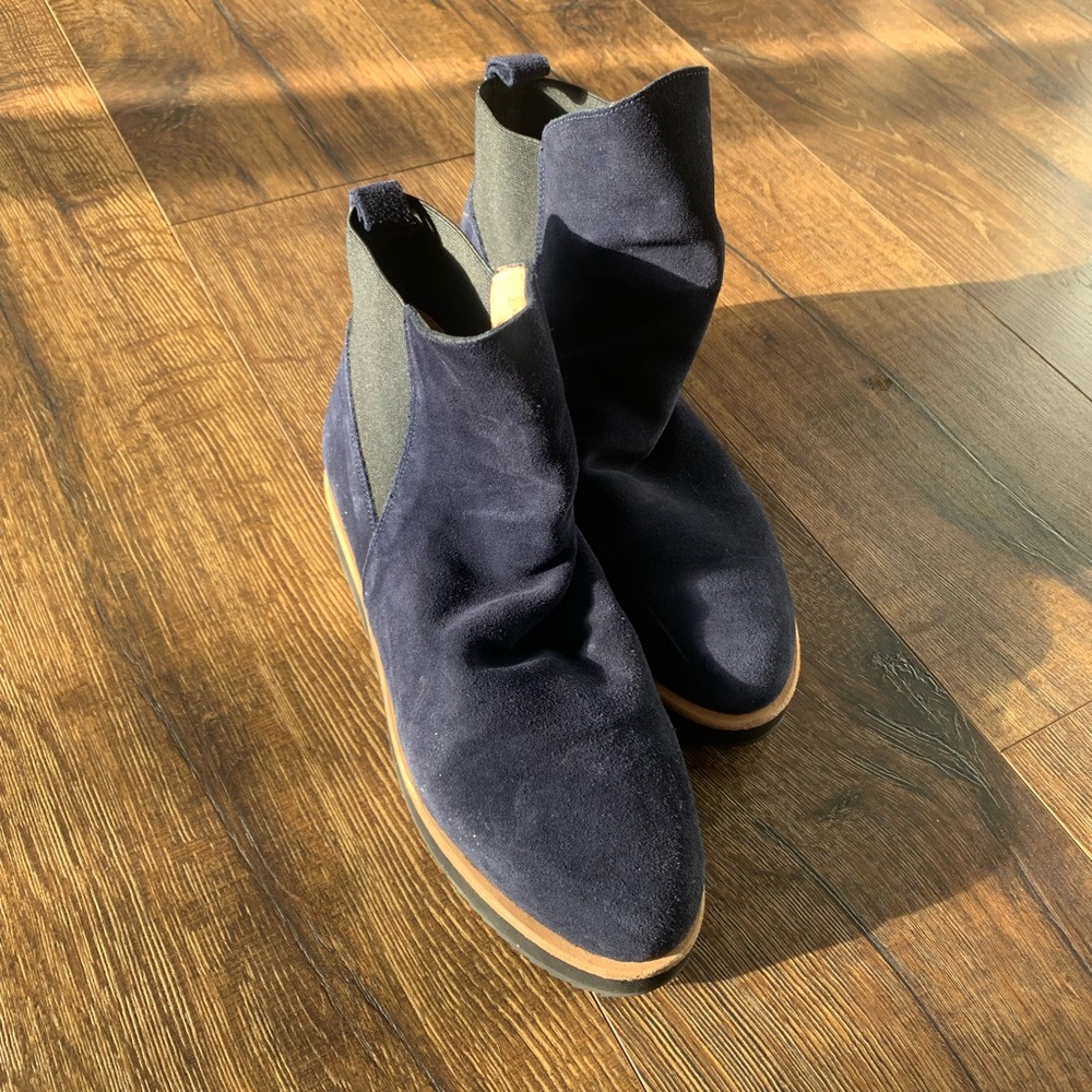 Patricia Green Navy wedge suede ankle boots